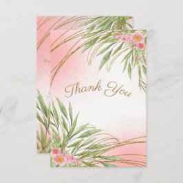 Elegant roze Floral Greenery Waterverf Modern Bedankkaart