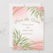 Elegant roze Floral Greenery Waterverf Modern Save The Date (Voorkant)