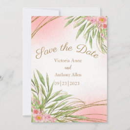 Elegant roze Floral Greenery Waterverf Modern Save The Date