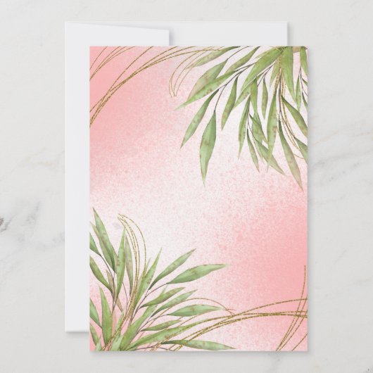 Elegant roze Floral Greenery Waterverf Modern Save The Date (Achterkant)