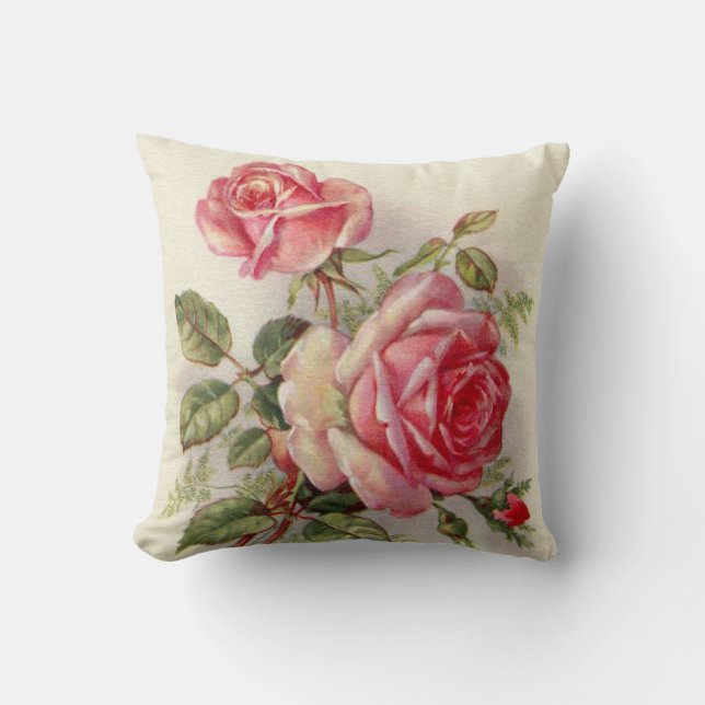 Elegant roze  floral home decor kussen (Voorkant)