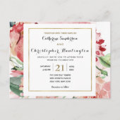 Elegant roze Floral in één weddenschap Briefkaart (Voorkant)