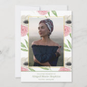 Elegant roze Floral in het houden van geheugen beg Bedankkaart (Voorkant)