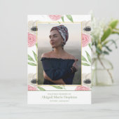 Elegant roze Floral in het houden van geheugen beg Bedankkaart (Staand voorkant)