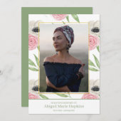 Elegant roze Floral in het houden van geheugen beg Bedankkaart (Voorkant / Achterkant)