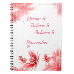 Elegant roze Floral Inspiration Quote Personalized Notitieboek