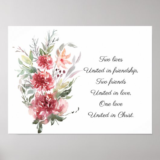 Elegant roze Floral Inspirerend Quote Wedding Poster (Voorkant)