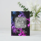 Elegant roze Floral Je foto bedankt Briefkaart (Staand voorkant)