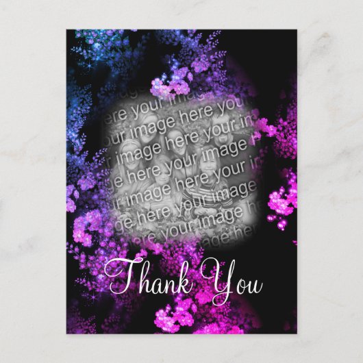 Elegant roze Floral Je foto bedankt Briefkaart (Voorkant)