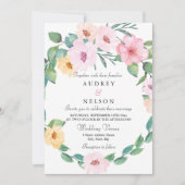 Elegant Roze Floral Leaf Wreath Wedding Kaart (Voorkant)