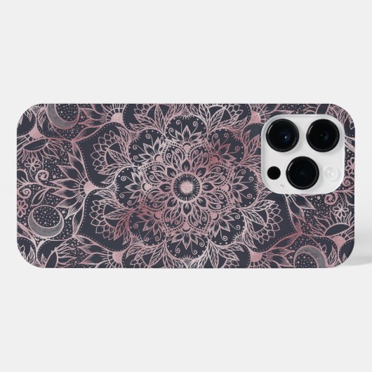 Elegant roze Floral Mandala Design iPhone Hoesje (Achterkant horizontaal)