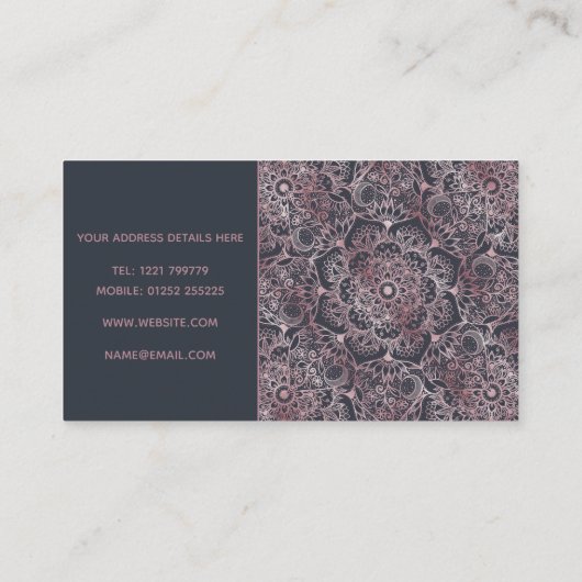 Elegant roze Floral Mandala Design Visitekaartje (Achterkant)