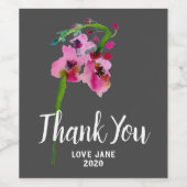 Elegant roze floral modern bedankt cadeau wijn etiket (Enkel label)