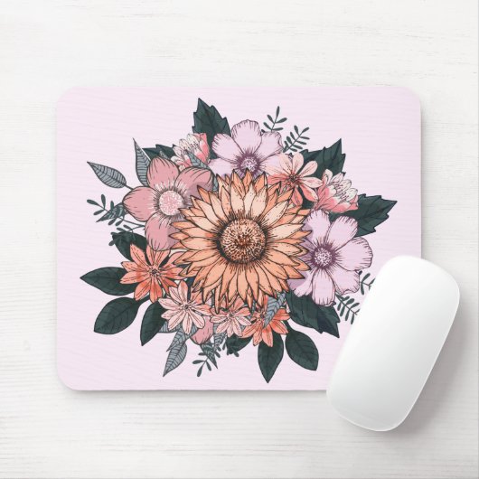 Elegant roze Floral Muismat (Met muis)