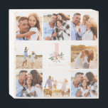elegant roze floral multi-photohouten box-teken houten kist print<br><div class="desc">elegant florale verjaardag modern roze fotocollage design. Modern ontwerp van scripttekst. Deel van een collectie.</div>