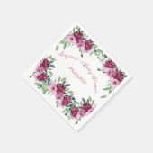 Elegant roze Floral Name Date Script Showner Servet (Hoek)