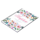 Elegant roze Floral noemde het Schrift Journal Notitieboek (Linkerzijde)