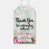 Elegant roze Floral over Blauwgroen bruiloft Cadeaulabel (Voorkant)
