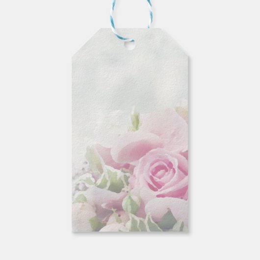 Elegant roze Floral over Blauwgroen bruiloft Cadeaulabel (Achterkant)