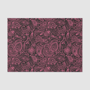 Elegant roze Floral Paisley Black Achtergrond Tissuepapier