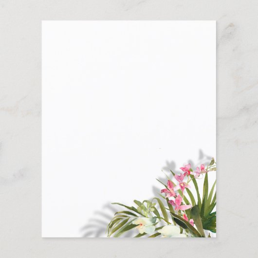 Elegant roze Floral Palms Shadows Beach Weddenscha (Achterkant)