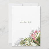 Elegant roze Floral Palms Shadows Beach Weddenscha Kaart (Achterkant)