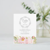 Elegant Roze Floral Pasen Brunch Egg Hunt Briefkaart (Staand voorkant)