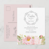Elegant Roze Floral Pasen Brunch Egg Hunt Briefkaart (Voorkant / Achterkant)