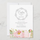 Elegant Roze Floral Pasen Brunch Egg Hunt Kaart (Voorkant)