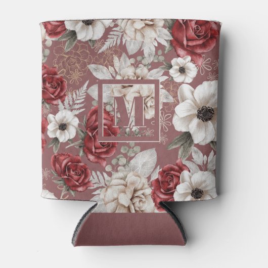 Elegant roze Floral Pattern Blikjeskoeler (Voorkant)