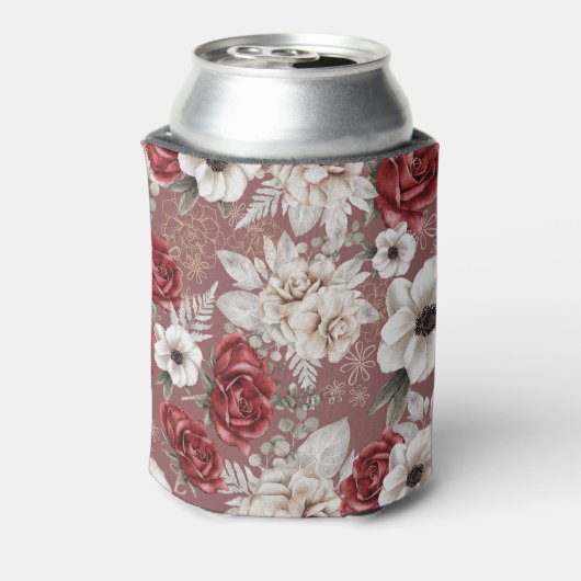 Elegant roze Floral Pattern Blikjeskoeler (Blikje Achterkant)