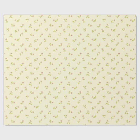 Elegant roze Floral Pattern Gele Achtergrond | Cadeaupapier (Vlak)