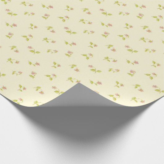 Elegant roze Floral Pattern Gele Achtergrond | Cadeaupapier (Hoek)