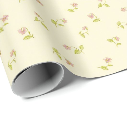 Elegant roze Floral Pattern Gele Achtergrond | Cadeaupapier (Rol Hoek)