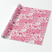Elegant roze Floral Pattern Girly Chic Cadeaupapier (Uitgerold)