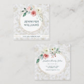 Elegant roze Floral Pattern Girly White Vierkante Visitekaartje (Voorkant / Achterkant)