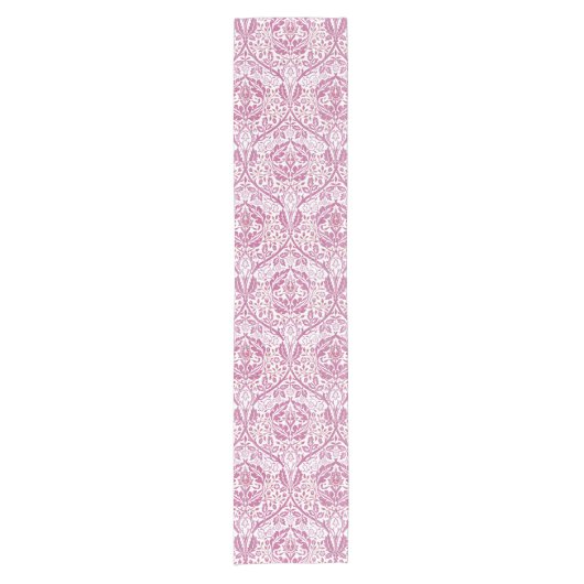 Elegant roze Floral Pattern Korte Tafelloper (Voorkant)