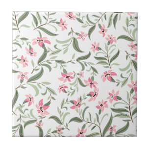  Elegant Roze Floral Pattern White Tegeltje