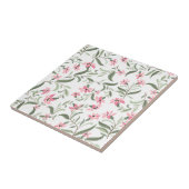 Elegant Roze Floral Pattern White Tegeltje (Zijkant)