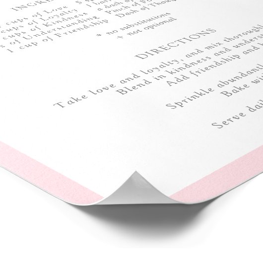 Elegant Roze Floral Recipe for a Happy Marriage Poster (Hoek)