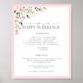 Elegant Roze Floral Recipe for a Happy Marriage Poster (Voorkant)