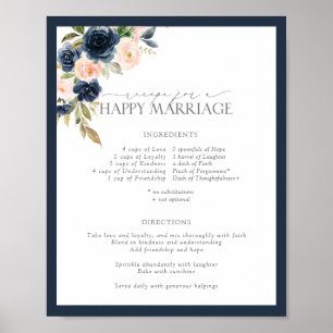 Elegant Roze Floral Recipe for a Happy Marriage Poster