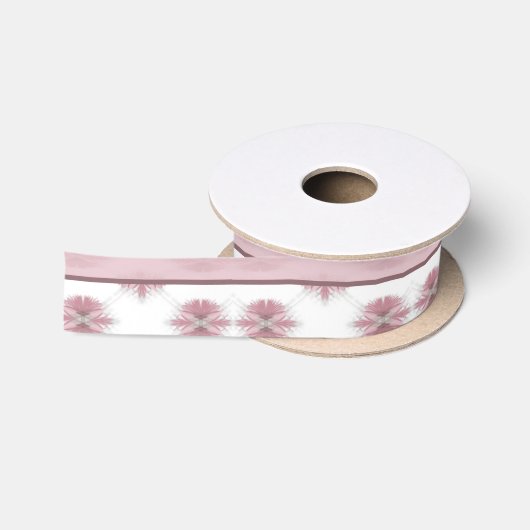 Elegant Roze Floral Ribbon Satijnen Lint (Spoel)