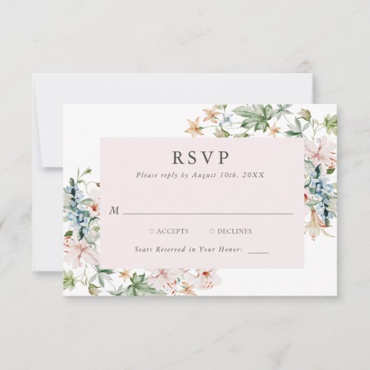 Elegant roze Floral RSVP-kaart RSVP Kaartje (Voorkant)
