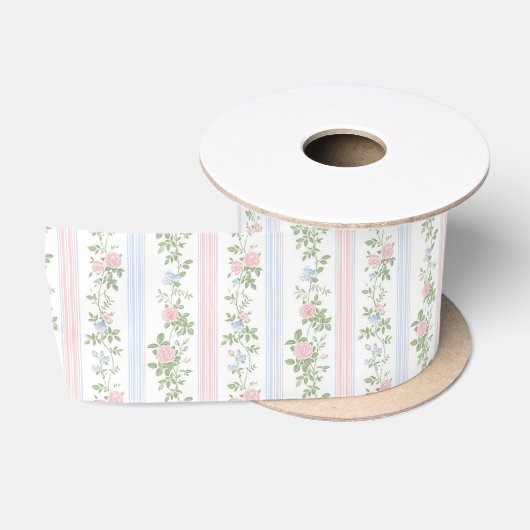Elegant  Roze Floral Satijnen Lint (Spoel)