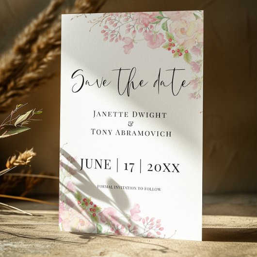 Elegant roze Floral Save The Date