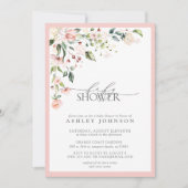 Elegant Roze Floral Script Girl Baby shower Kaart (Voorkant)