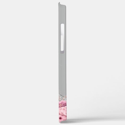 Elegant roze floral Silver druppelt monogram in Case-Mate iPhone Case (Achterkant / Links)