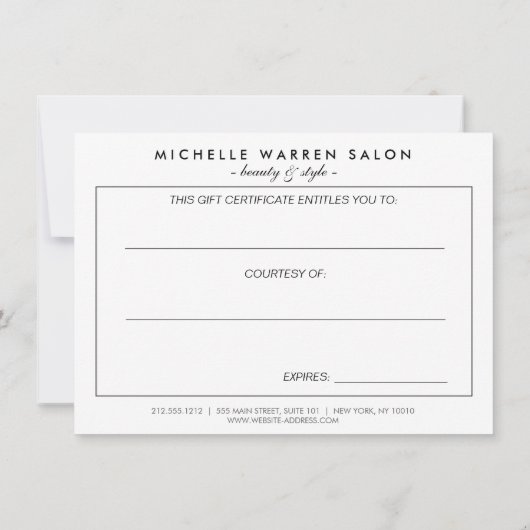 Elegant roze Floral Striped Salon Gift Certificate (Achterkant)
