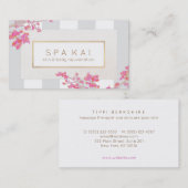 Elegant Roze Floral Stripes Beauty Salon and Spa Visitekaartje (Voorkant / Achterkant)